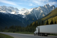 semi truck and trailer on highway
